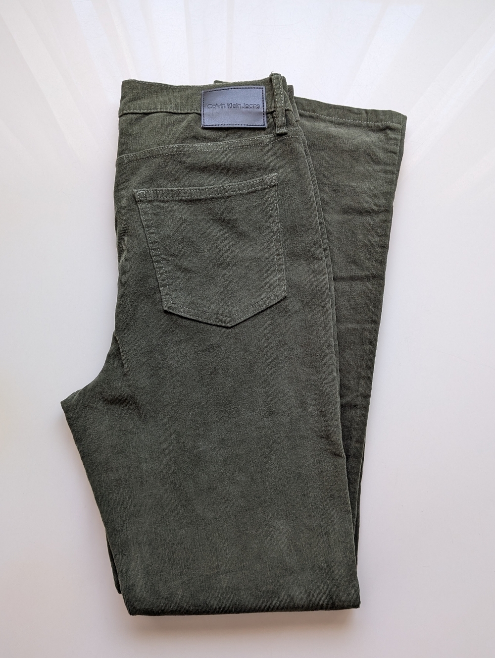 Calvin Klein Jeans Corduroy Straight Leg Pants - Olive/Army Green